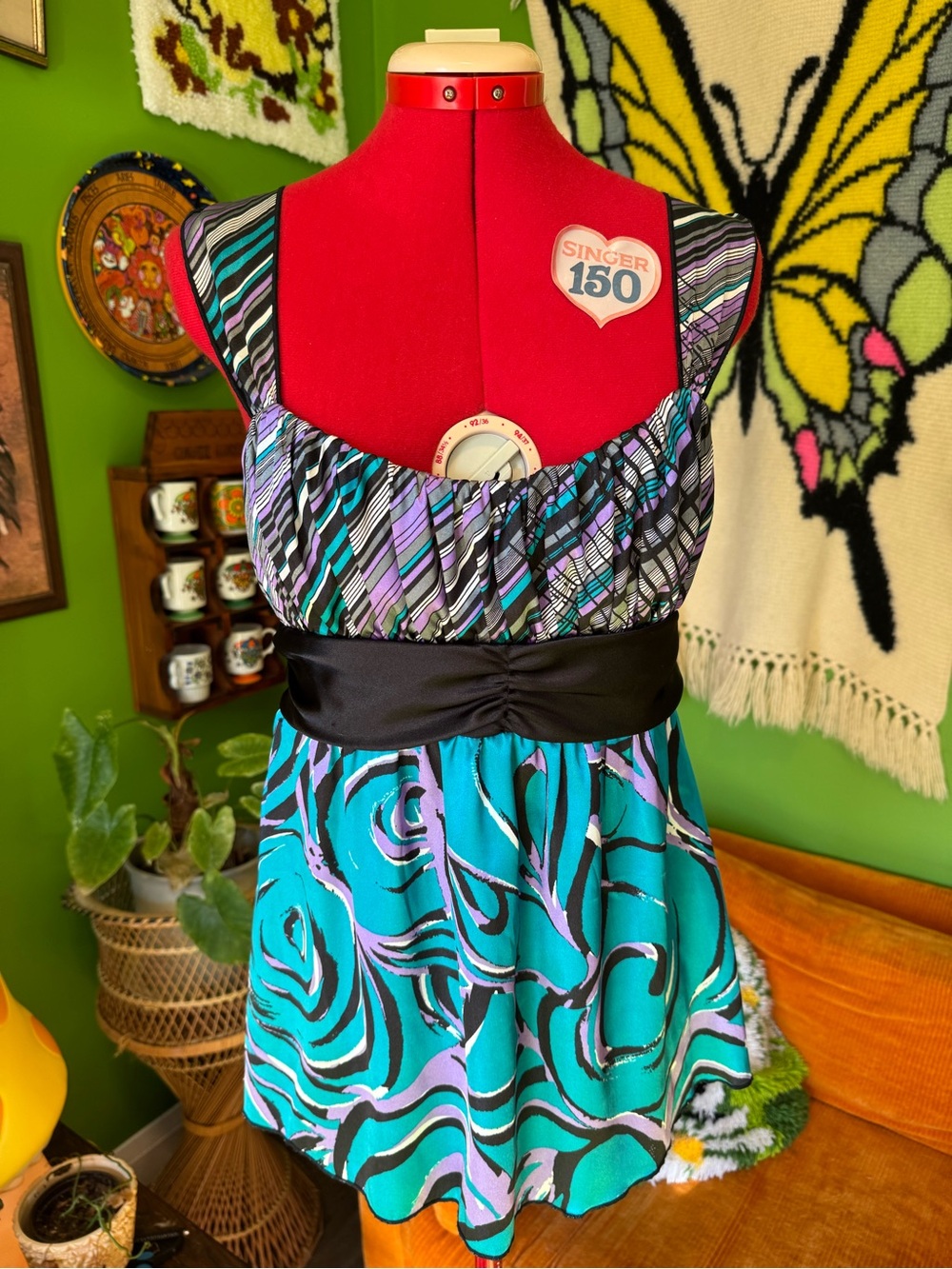 Speechless Teal Purple Black Patterned Tank Top